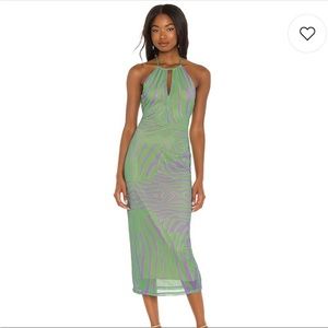 AFRM  Zebra Dress in Green Purple Zebra
